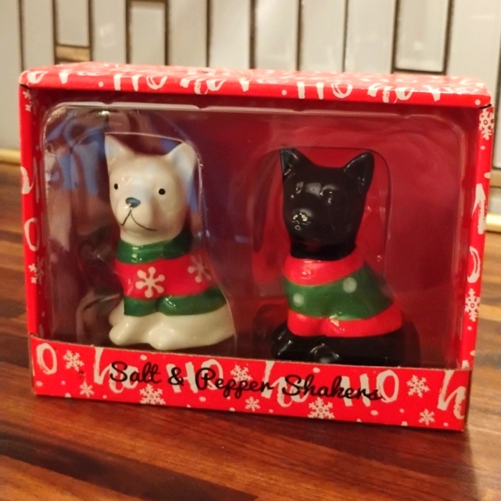 Holiday French Bulldog Salt & Pepper Shaker Set